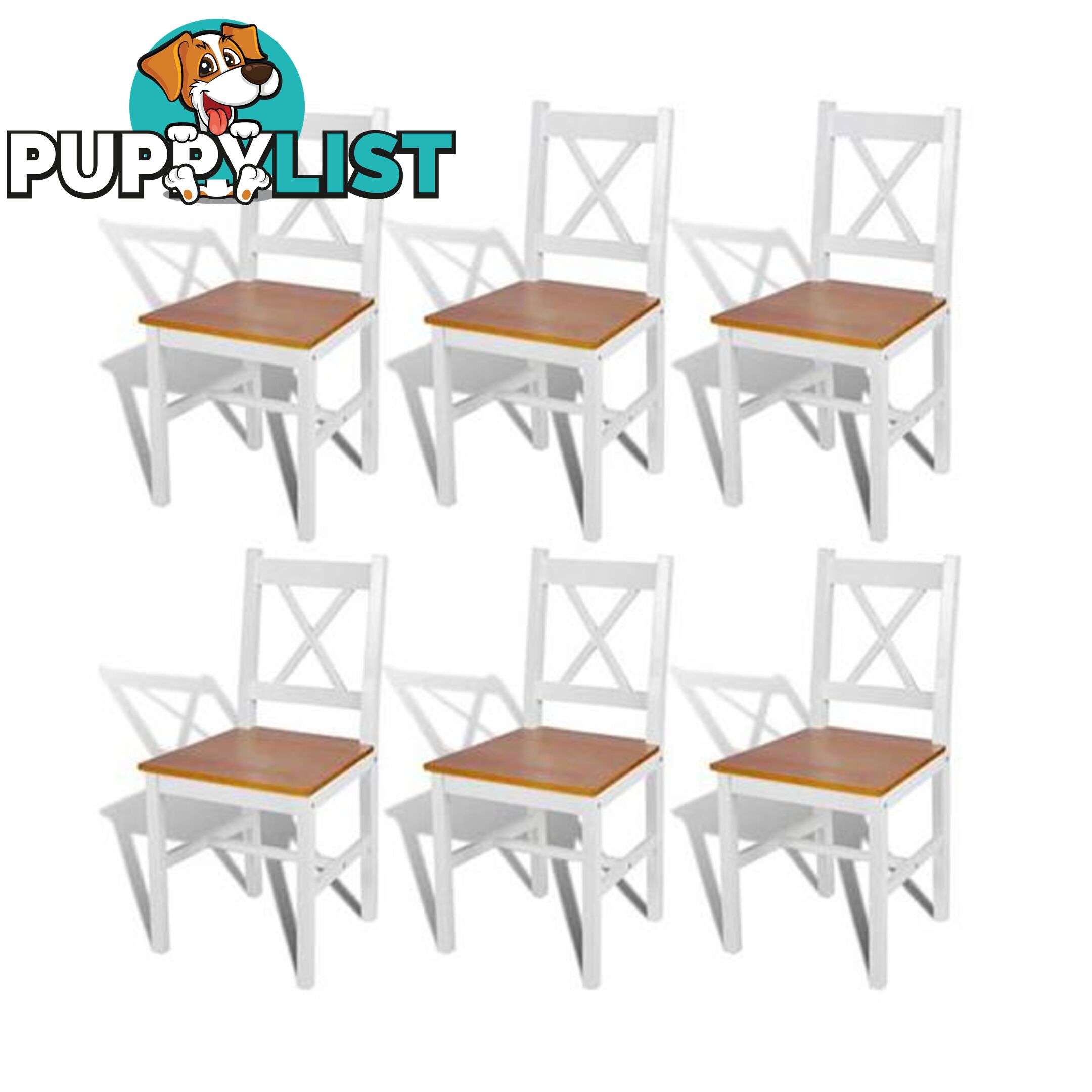 Dining Chairs Wood White And Natural Colour 6 Pcs - Unbranded - 7427046228343