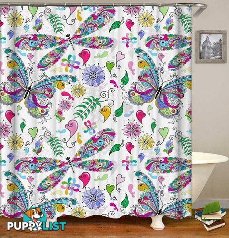 Colorful Butterflies And Dragonflies Shower Curtain - Curtain - 7427046077279