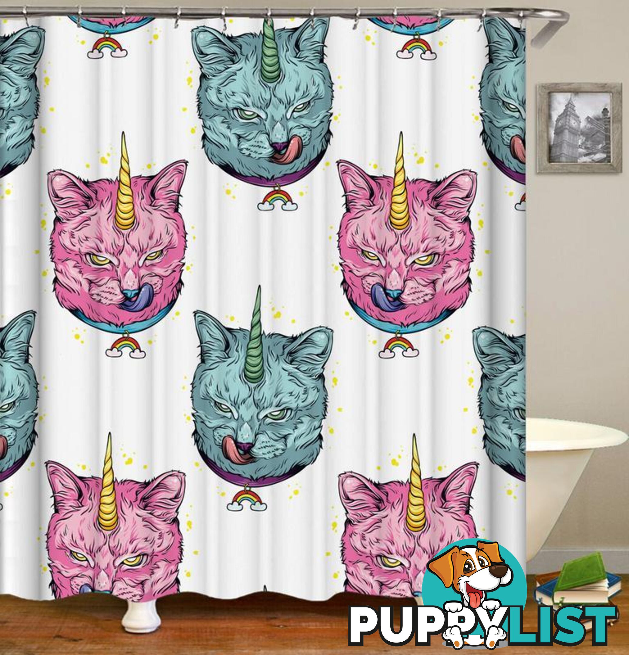 Wild Cat Unicorn Shower Curtain - Curtain - 7427046024952