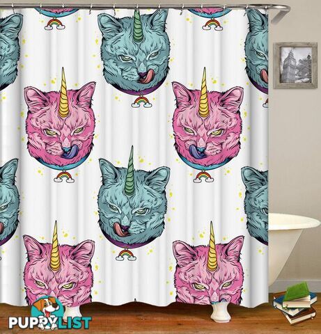 Wild Cat Unicorn Shower Curtain - Curtain - 7427046024952