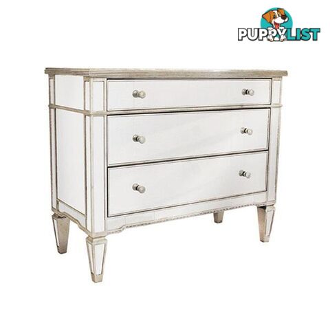 Mirrored 3 Drawer Chest Antique Ribbed - Drawer - 7427046211017