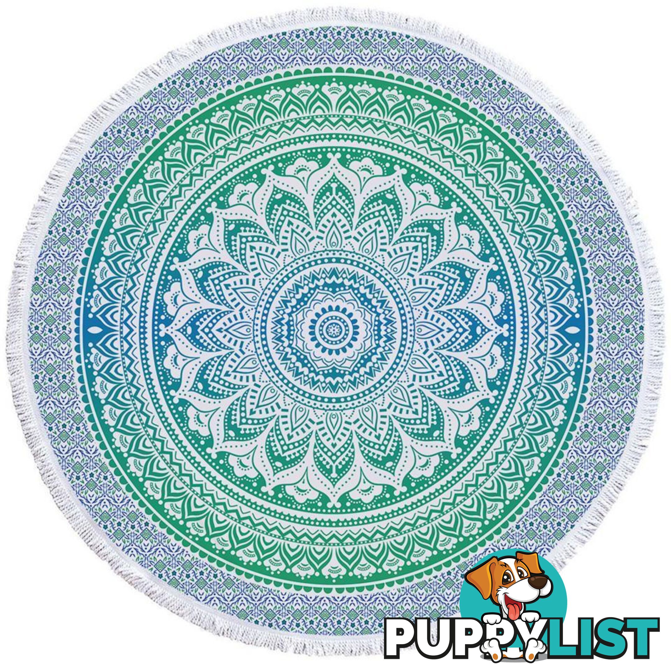 Green and Blue Hues Mandala Beach Towel - Towel - 7427046328319