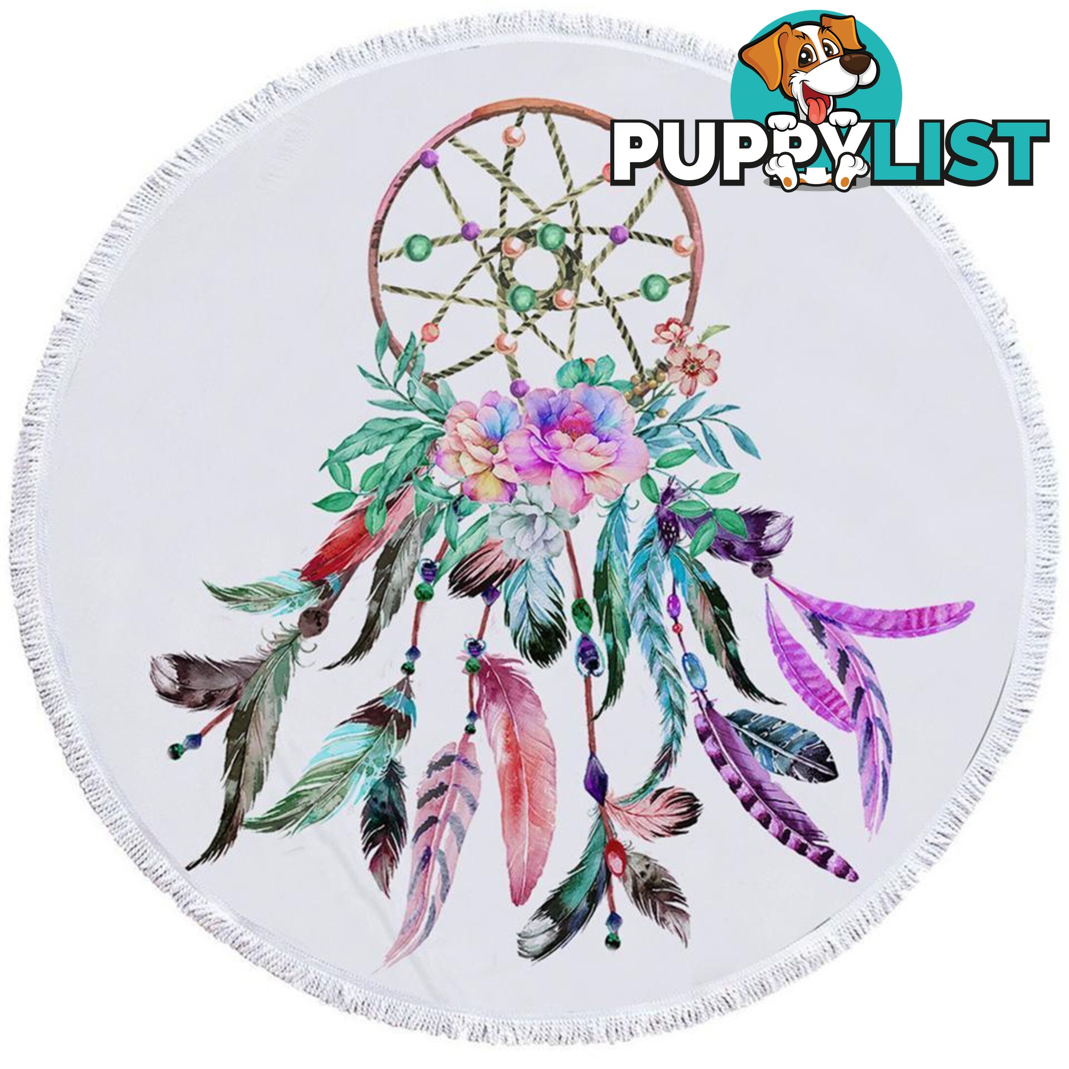 Multi Colored Feathers Dream Catcher Beach Towel - Towel - 7427046314312