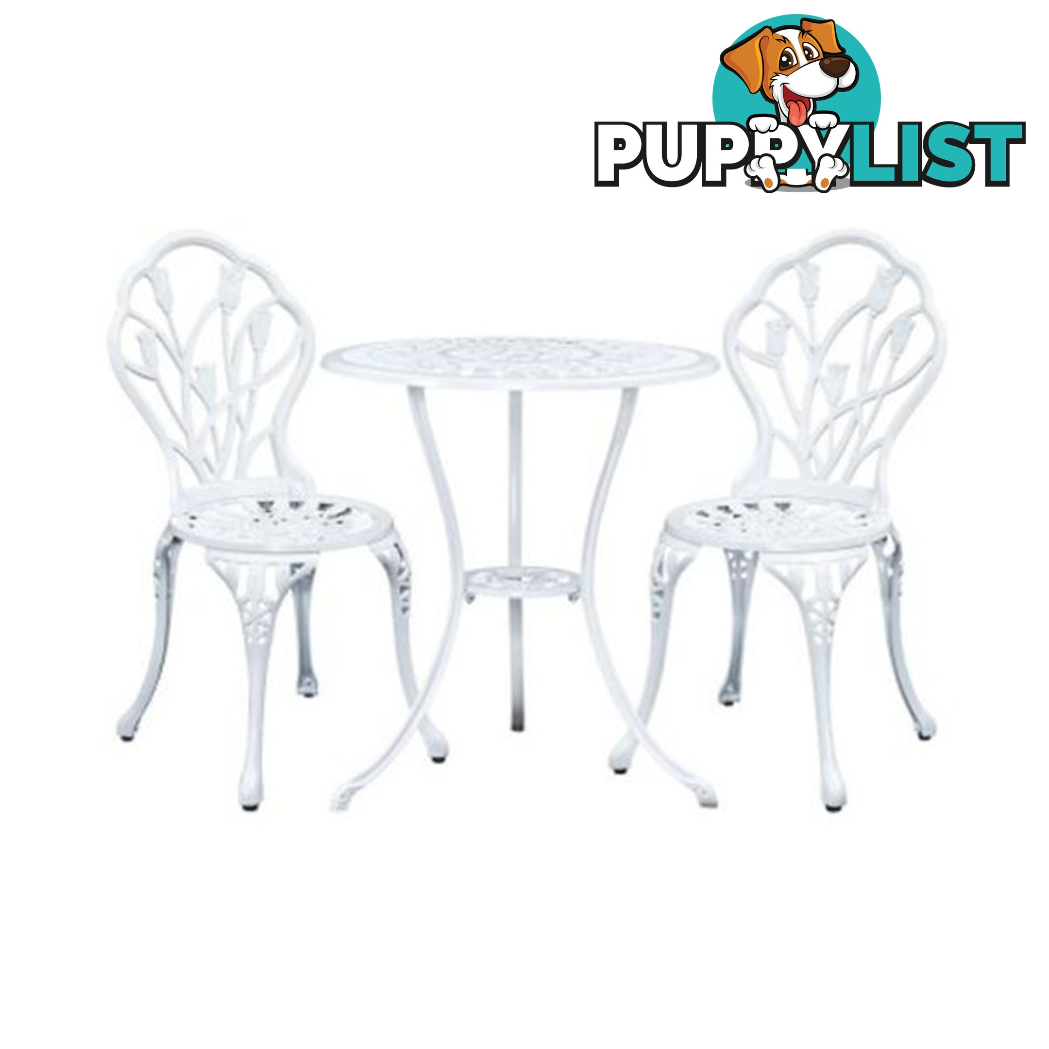 3Pc Outdoor Setting Cast Aluminium Bistro Table Chair Patio - Gardeon - 9350062267950