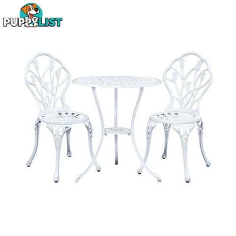 3Pc Outdoor Setting Cast Aluminium Bistro Table Chair Patio - Gardeon - 9350062267950