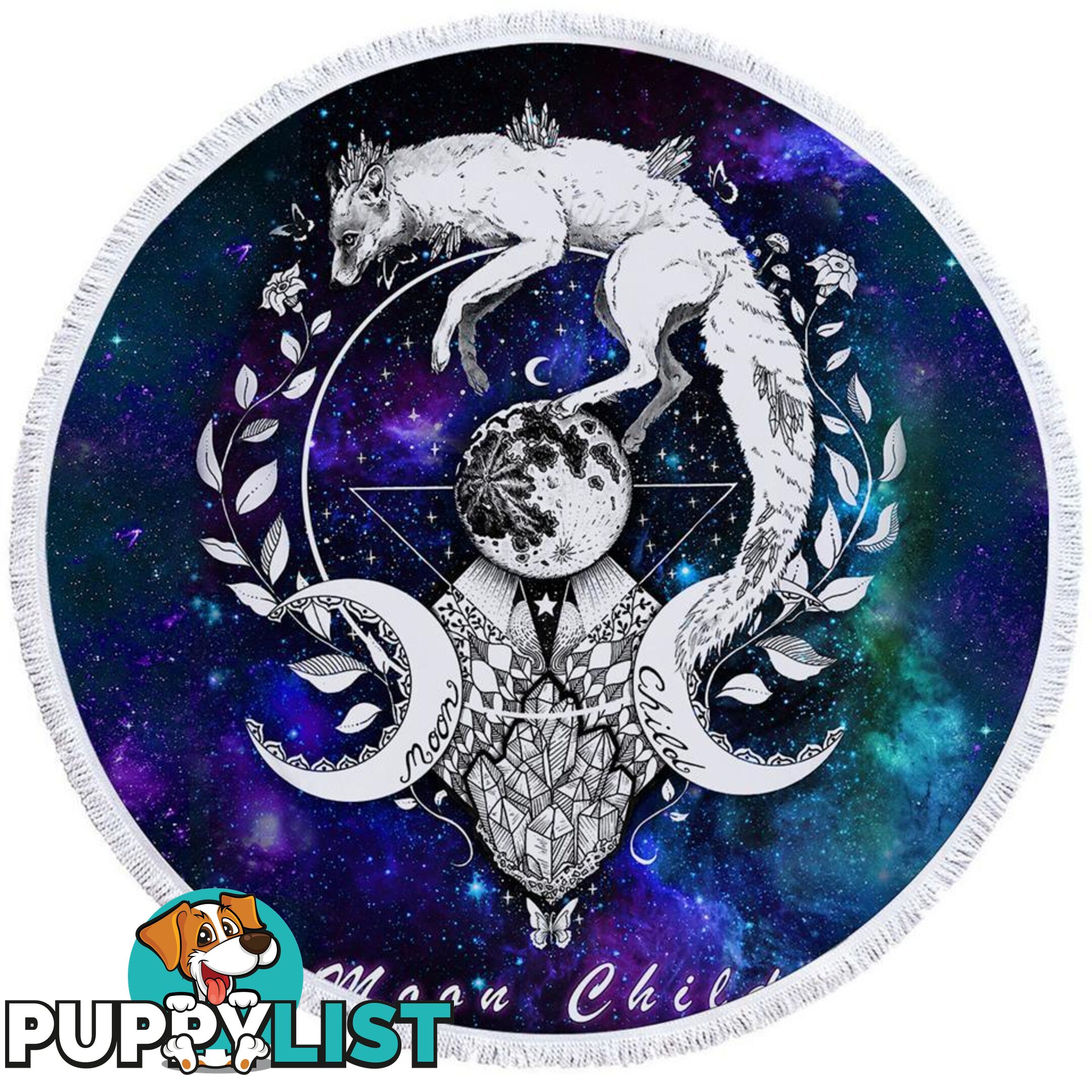 Space Background Moon Child Wolf Beach Towel - Towel - 7427046315418