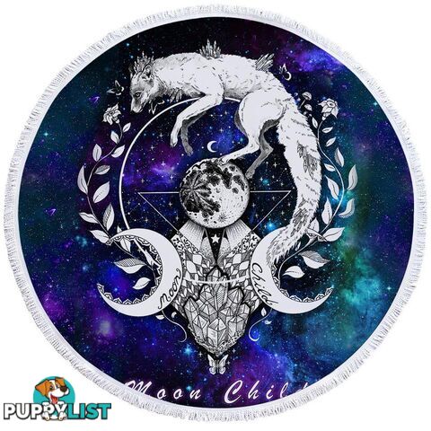 Space Background Moon Child Wolf Beach Towel - Towel - 7427046315418