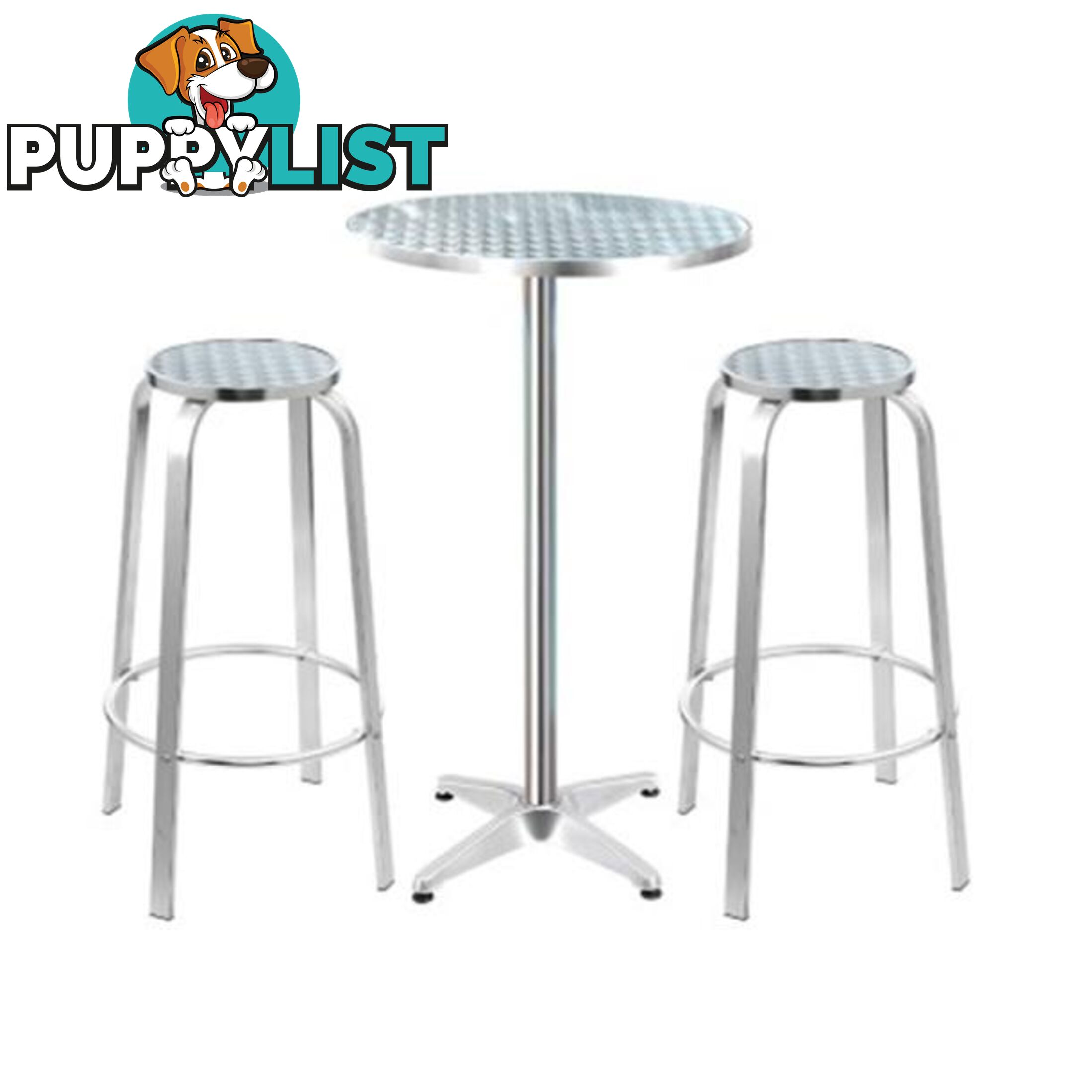 Outdoor Bistro Set Bar Table Stools Adjustable Aluminium Cafe 3Pc - Gardeon - 9355720075274