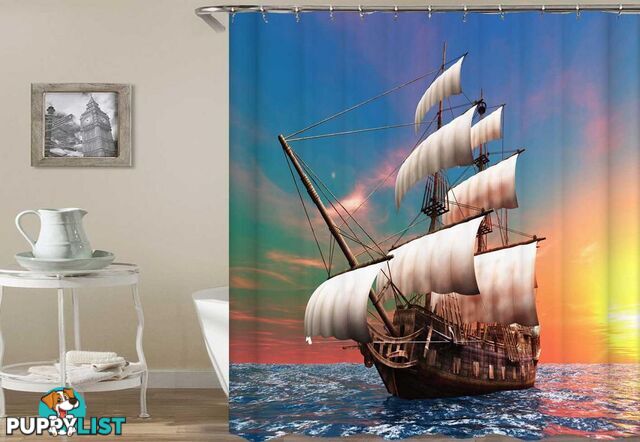 Digital Sailing Ship Shower Curtain - Curtain - 7427046046251