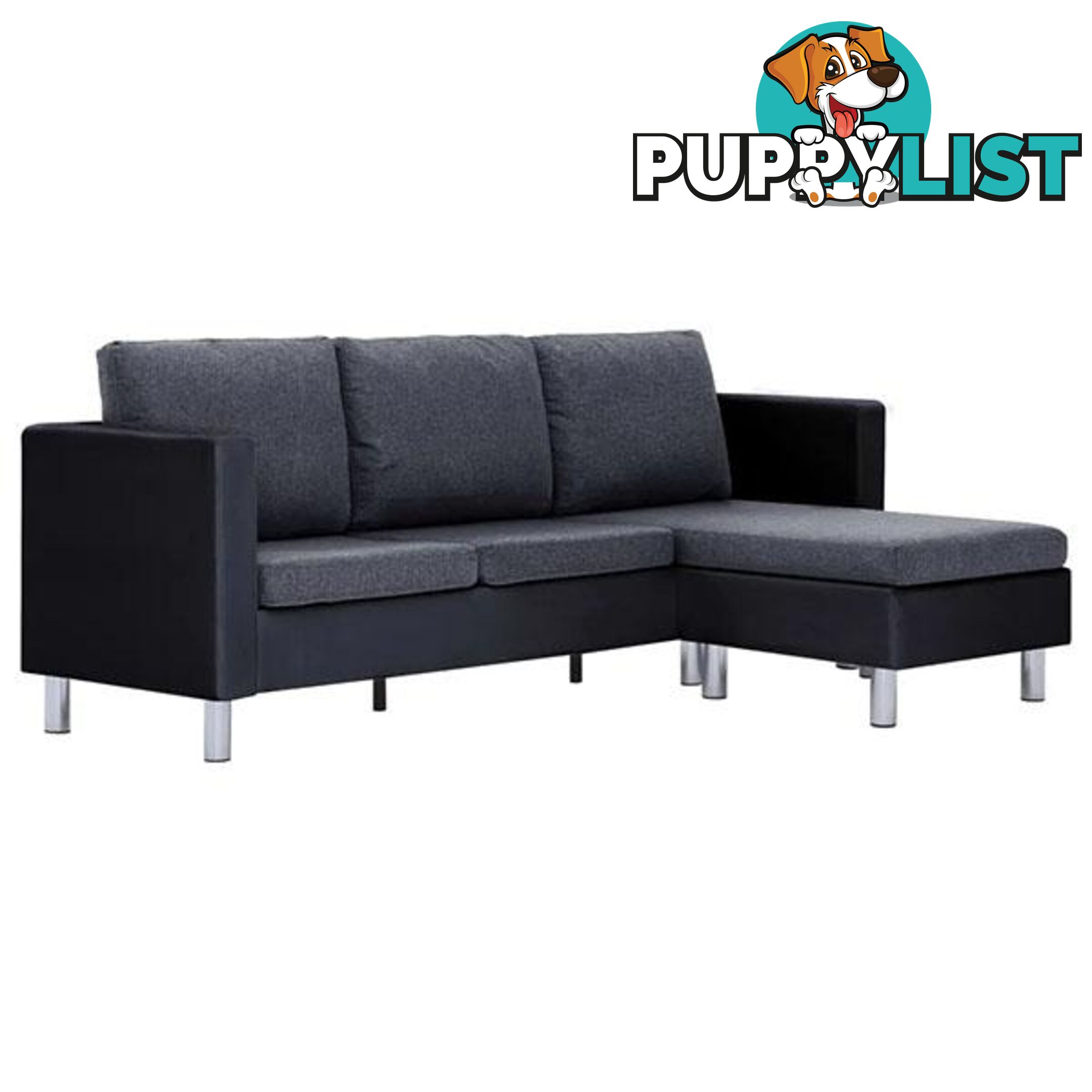 3 Seater Black and Dark Grey Sofa with Cushions - Unbranded - 9476062108311