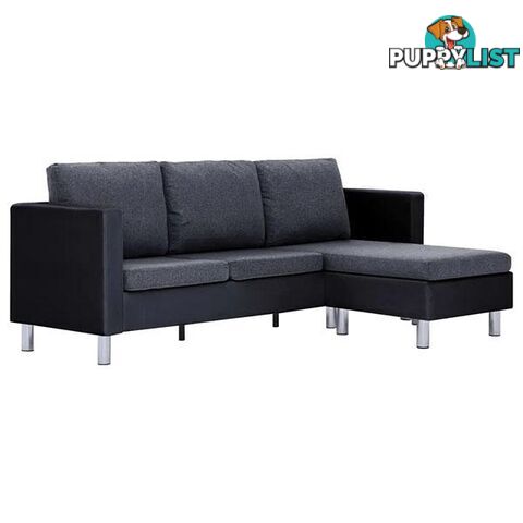 3 Seater Black and Dark Grey Sofa with Cushions - Unbranded - 9476062108311