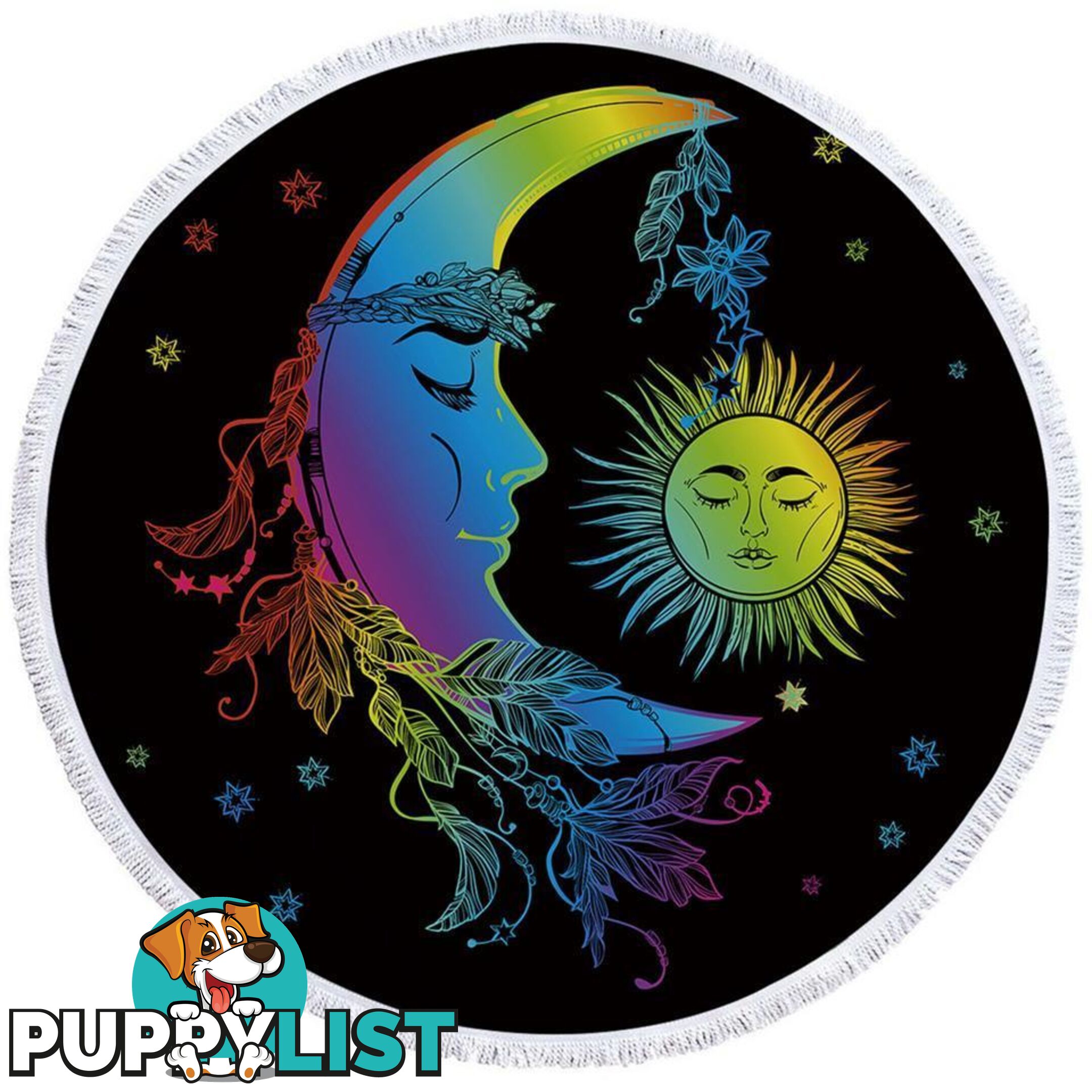 Colorful Sleeping Moon and Sun Beach Towel - Towel - 7427046318891