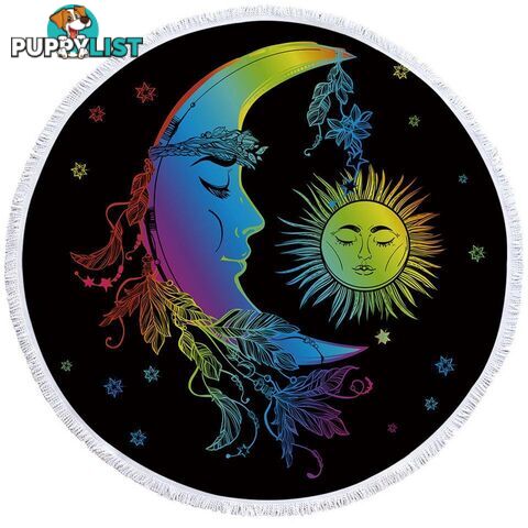 Colorful Sleeping Moon and Sun Beach Towel - Towel - 7427046318891