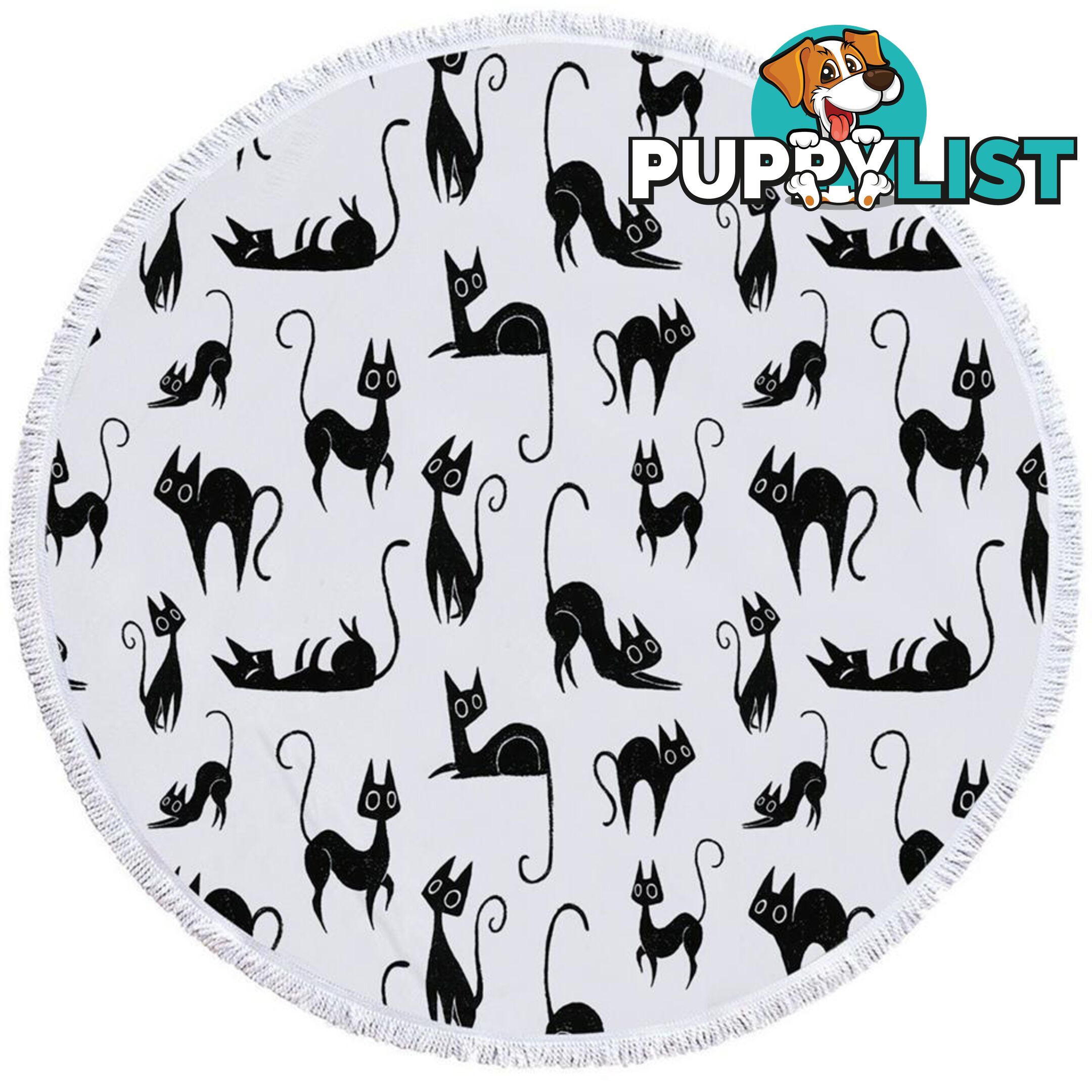 Black Cats Pattern Beach Towel - Towel - 7427046317740