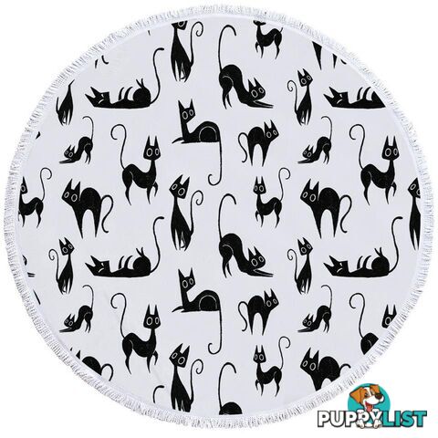 Black Cats Pattern Beach Towel - Towel - 7427046317740