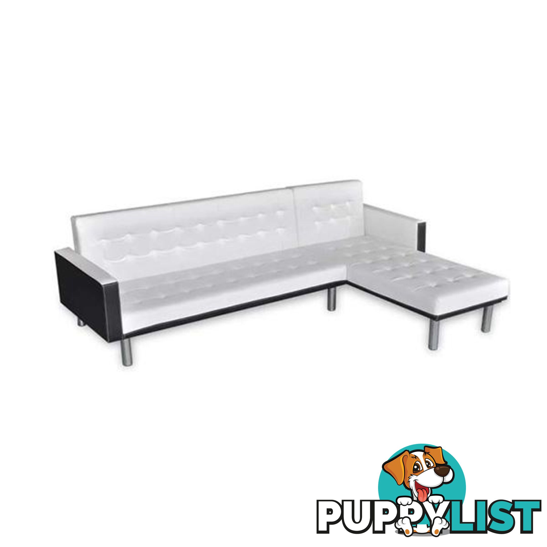 L-Shaped Sofa Bed Faux Leather White - Unbranded - 9476062042783