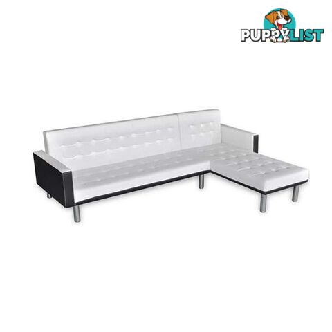 L-Shaped Sofa Bed Faux Leather White - Unbranded - 9476062042783