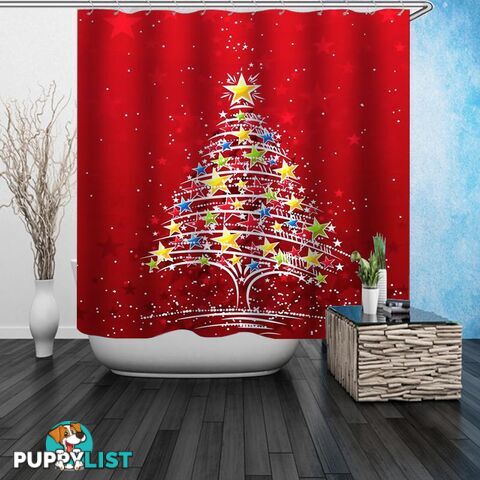 Stars Christmas Tree Shower Curtain - Curtain - 7427046017435