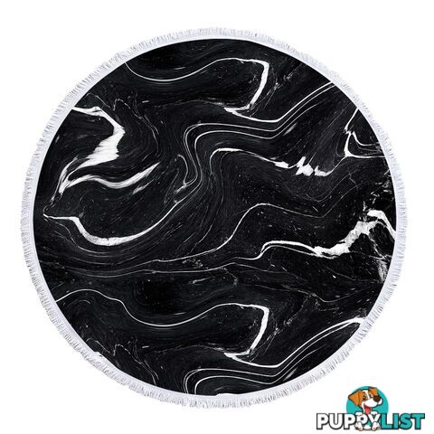 Black and White Marble Beach Towel - Towel - 7427046341073