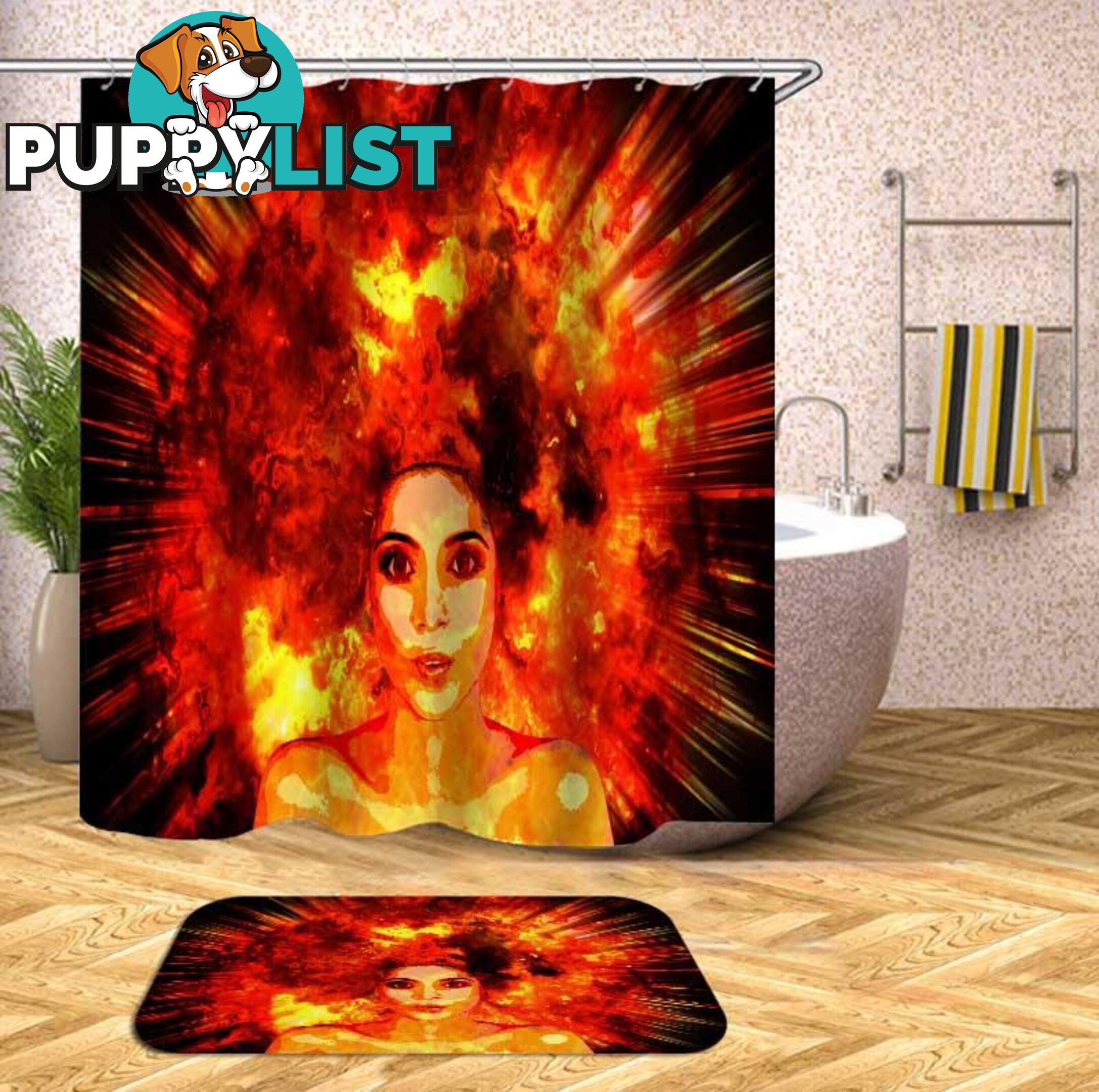 Real Explosion Hair Beautiful Girl Shower Curtain - Curtain - 7427046132442