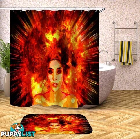 Real Explosion Hair Beautiful Girl Shower Curtain - Curtain - 7427046132442