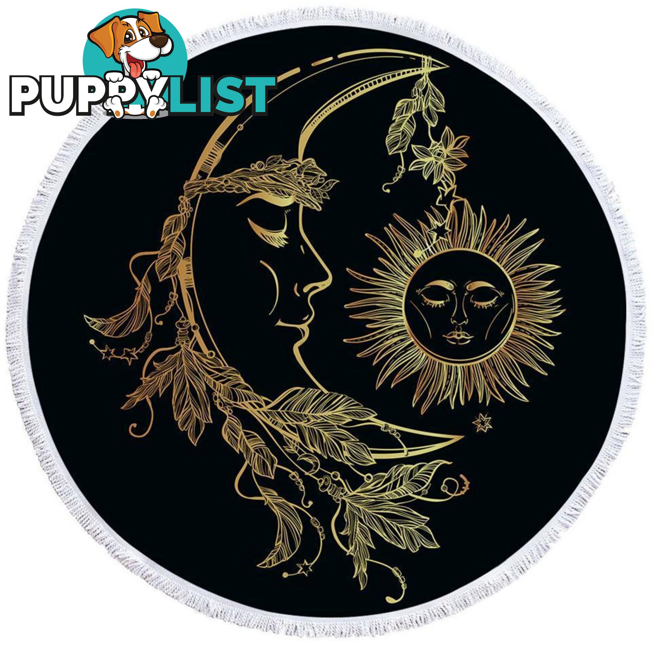 Golden Sun and Moon Beach Towel - Towel - 7427046327510