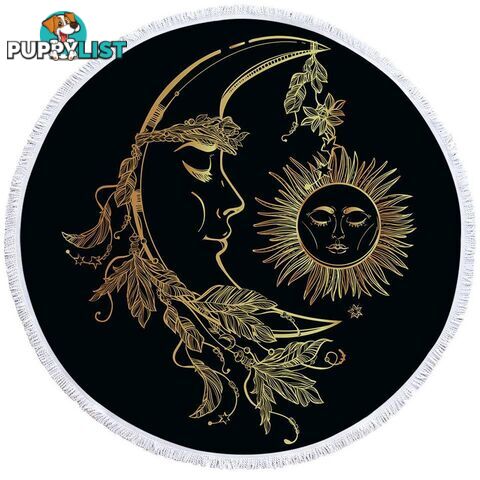 Golden Sun and Moon Beach Towel - Towel - 7427046327510