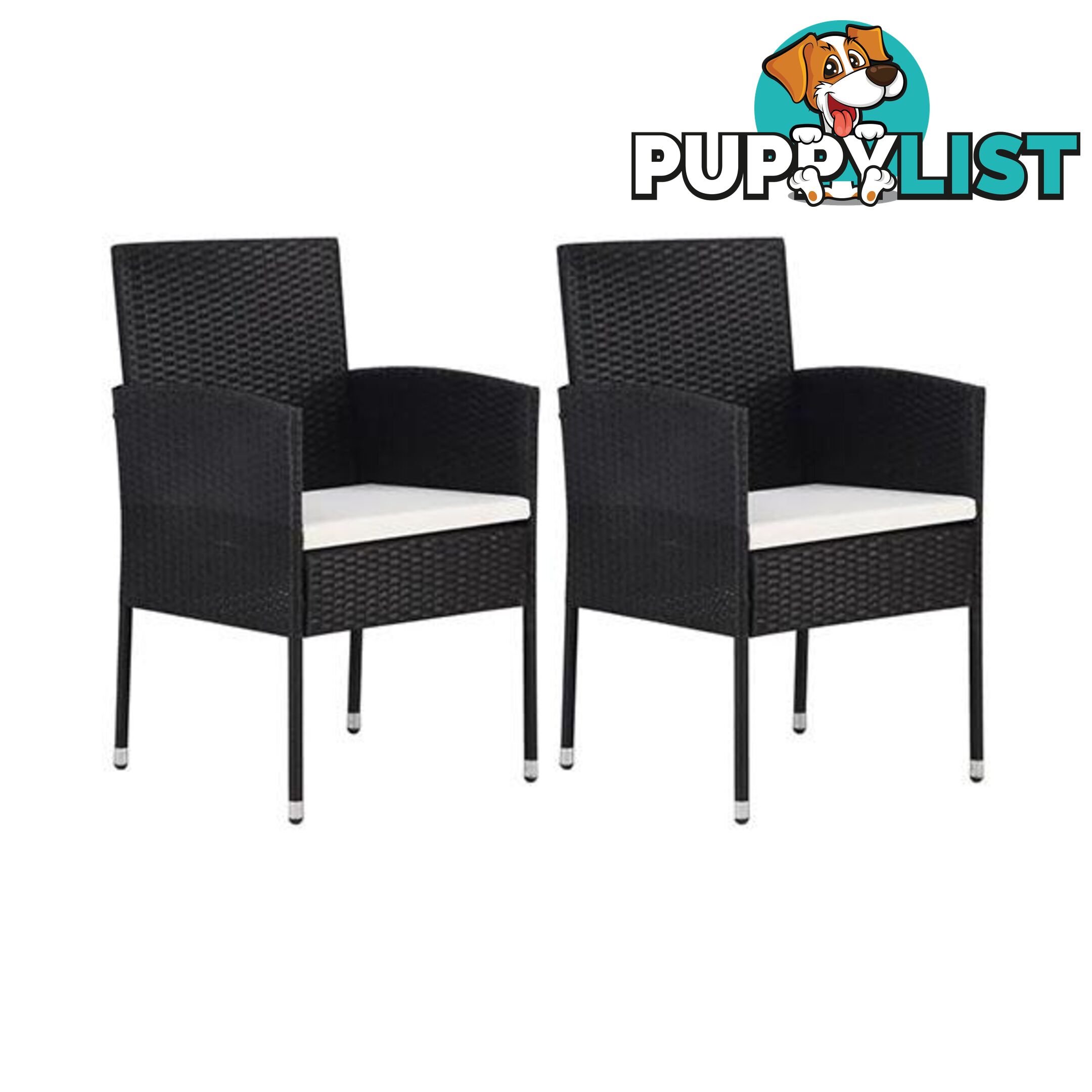 Garden Chair 2 Pcs Poly Rattan Black - Unbranded - 8718475601623