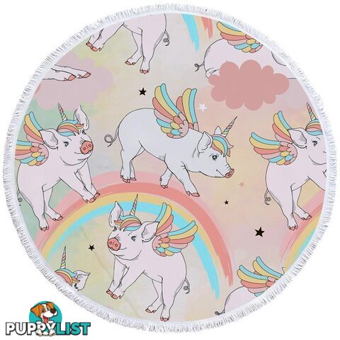 Rainbow Unicorn Pigs Beach Towel - Towel - 7427046304948