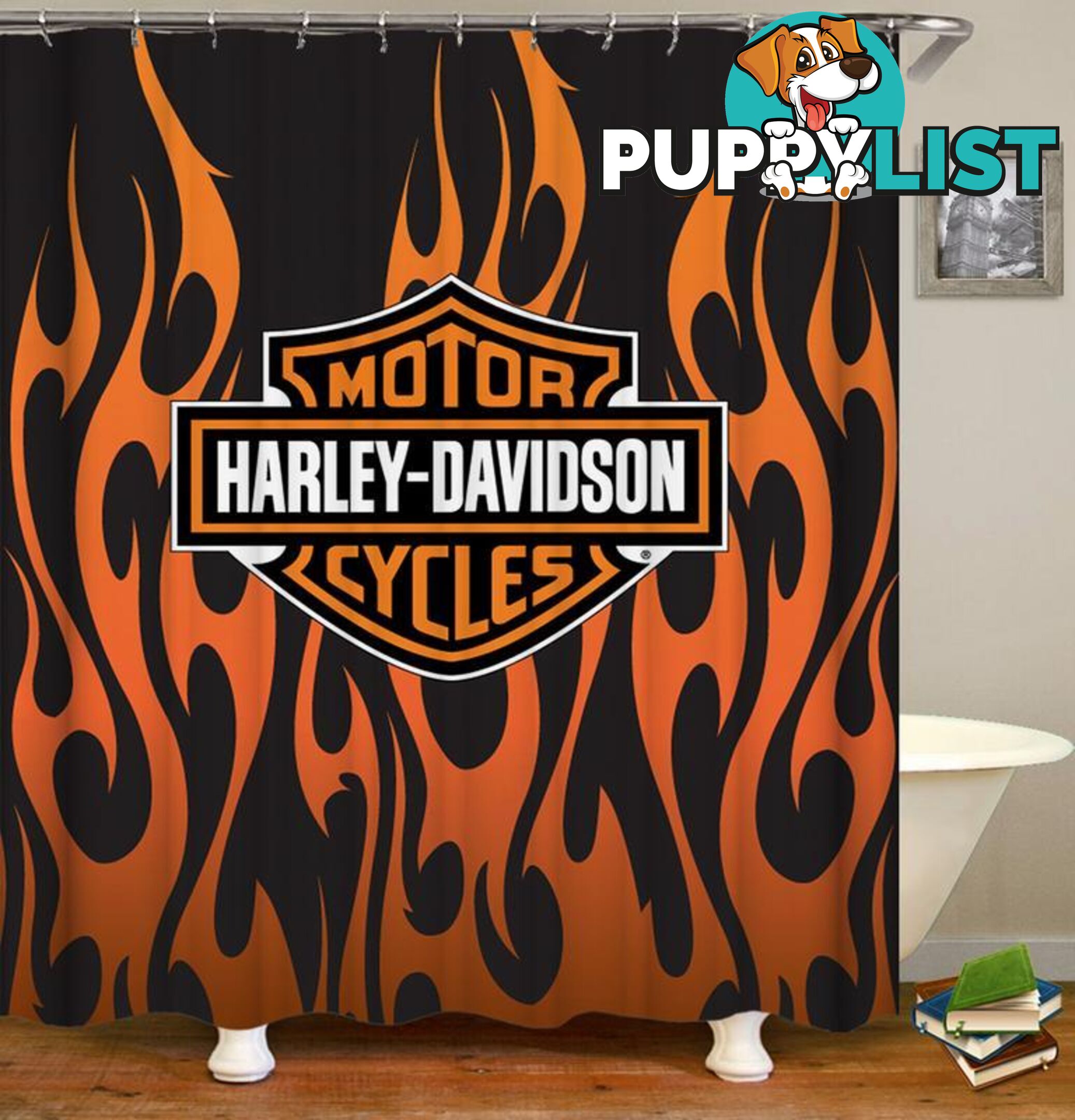 Harley Davidson Flames Shower Curtain - Curtain - 7427045969766