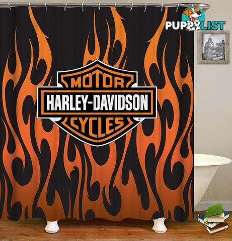 Harley Davidson Flames Shower Curtain - Curtain - 7427045969766