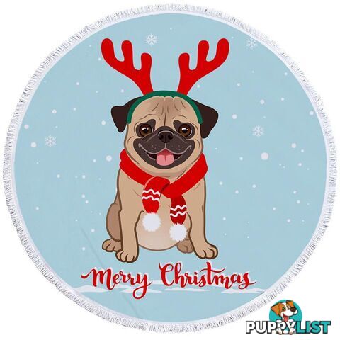 Christmas Pug Beach Towel - Towel - 7427046340137