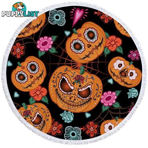 Halloween Pumpkins Beach Towel - Towel - 7427046321228