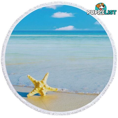 Yellow Starfish and Blue Ocean Beach Towel - Towel - 7427046327053