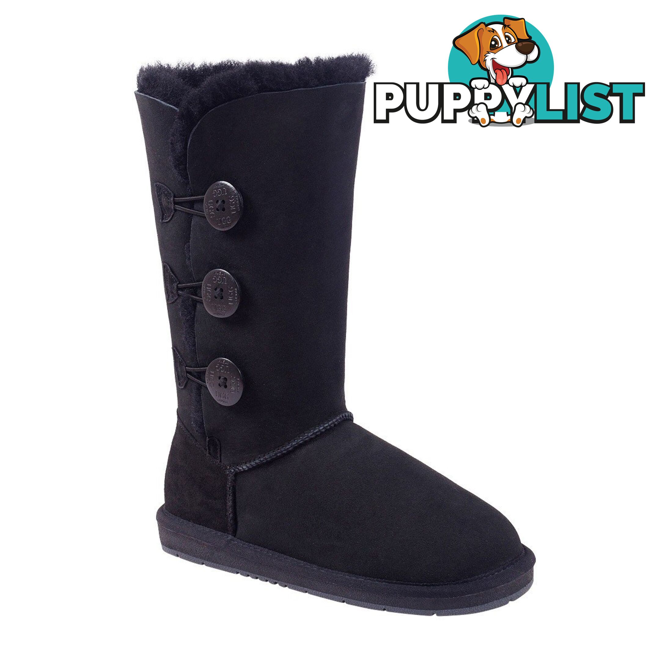 UGGS 3 Button Tall Sheepskin Cassidy 1873 Unisex Black - UGG - 822427508309