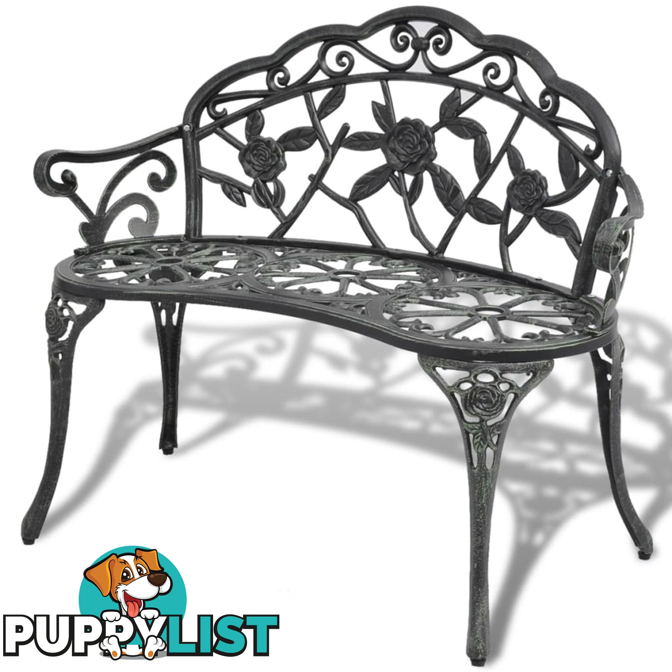 Garden Bench Green Cast Aluminum - Unbranded - 9476062037017