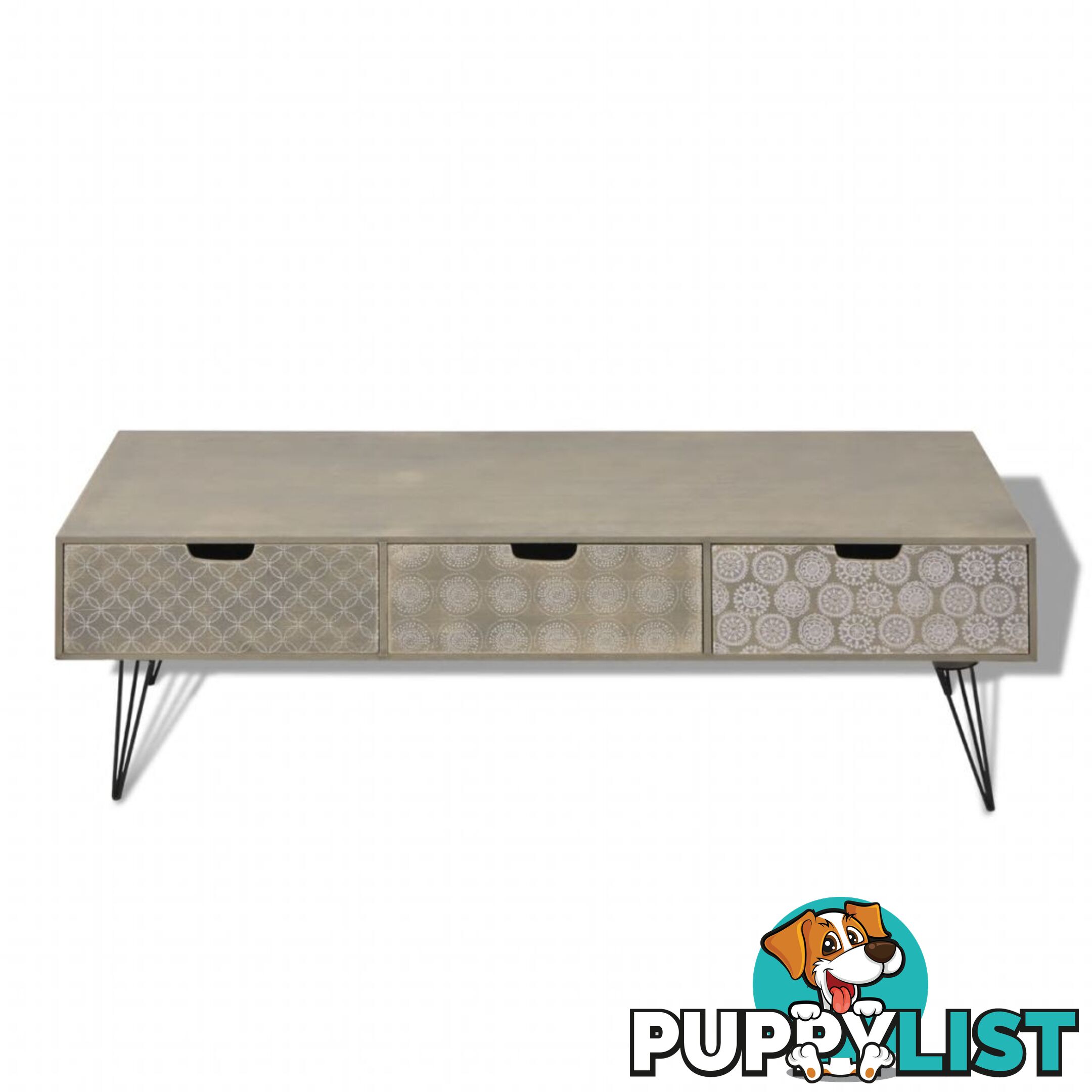 TV Cabinet With 3 Drawers 120 x 40 x 36 Cm - Grey - Unbranded - 4326500437228