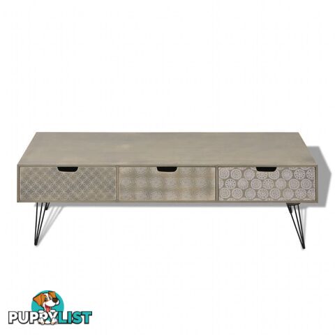 TV Cabinet With 3 Drawers 120 x 40 x 36 Cm - Grey - Unbranded - 4326500437228