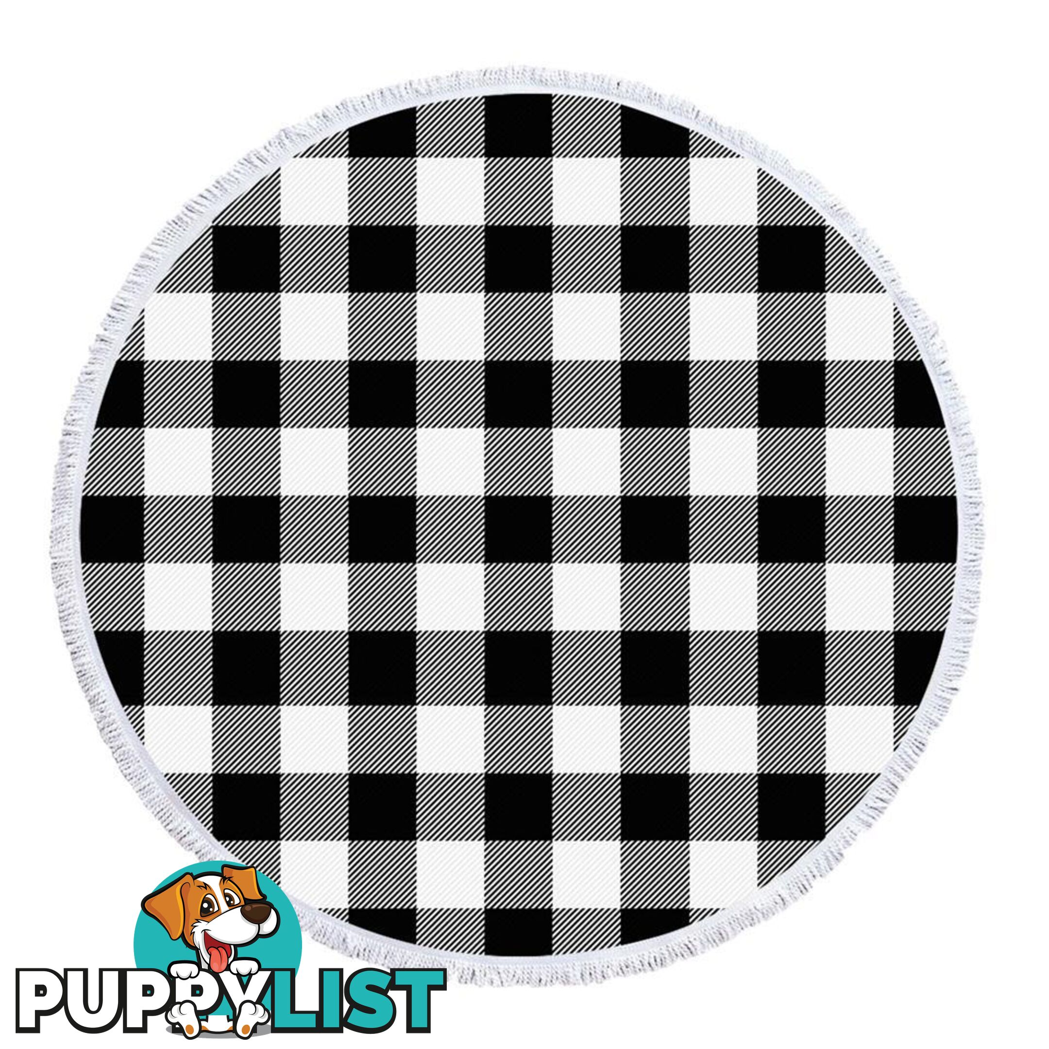 Black and White Gingham Beach Towel - Towel - 7427046341509