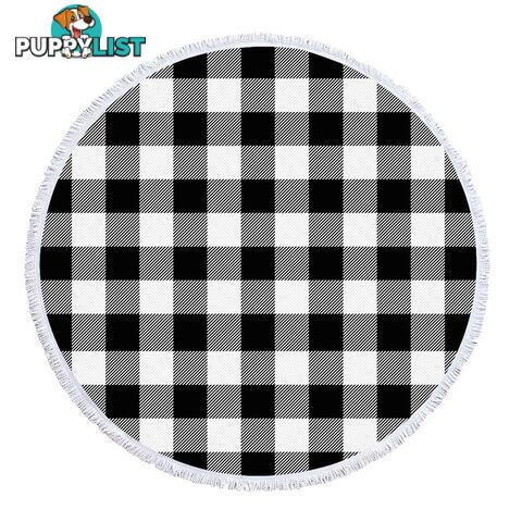 Black and White Gingham Beach Towel - Towel - 7427046341509