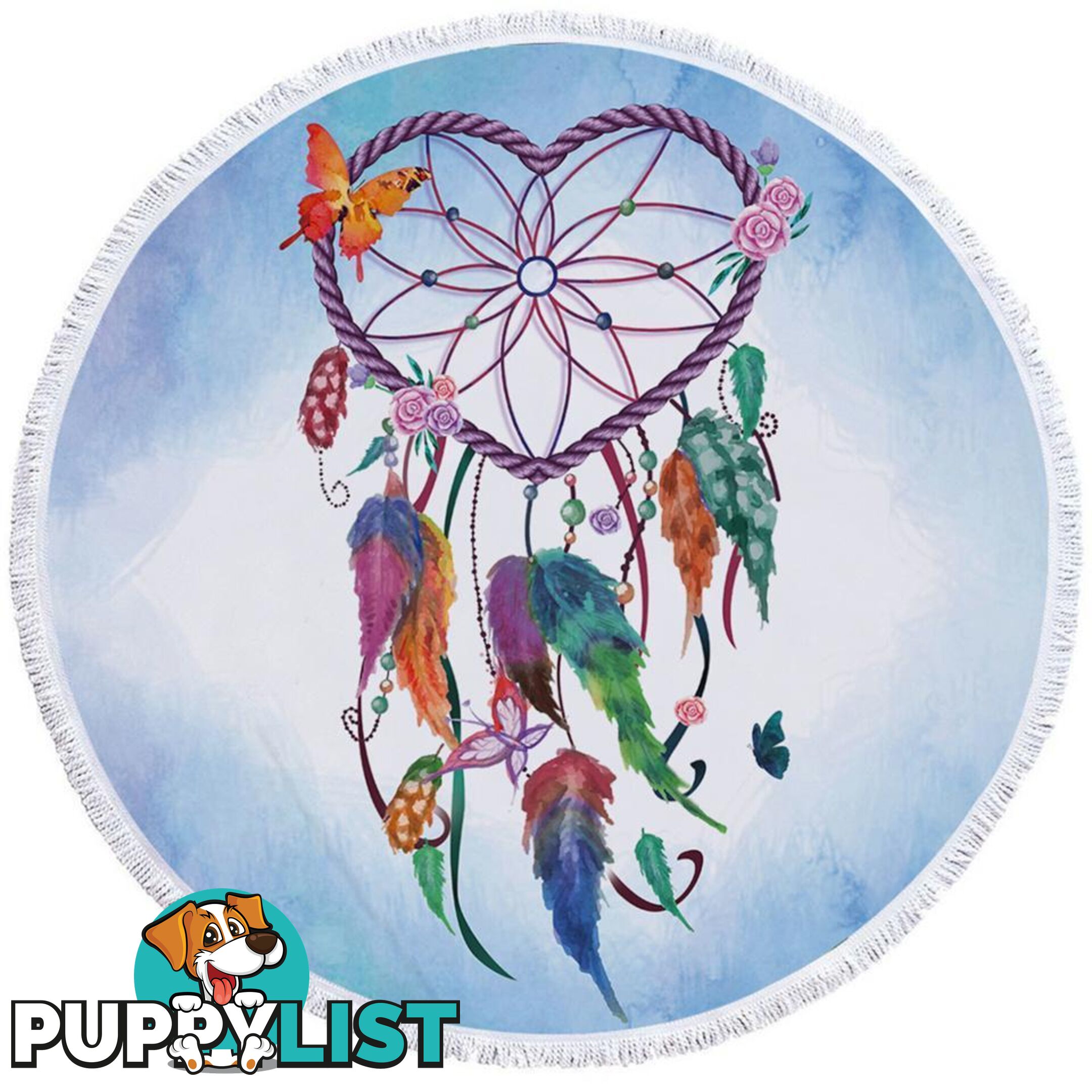 Heart Dream Catcher Beach Towel - Towel - 7427046330992