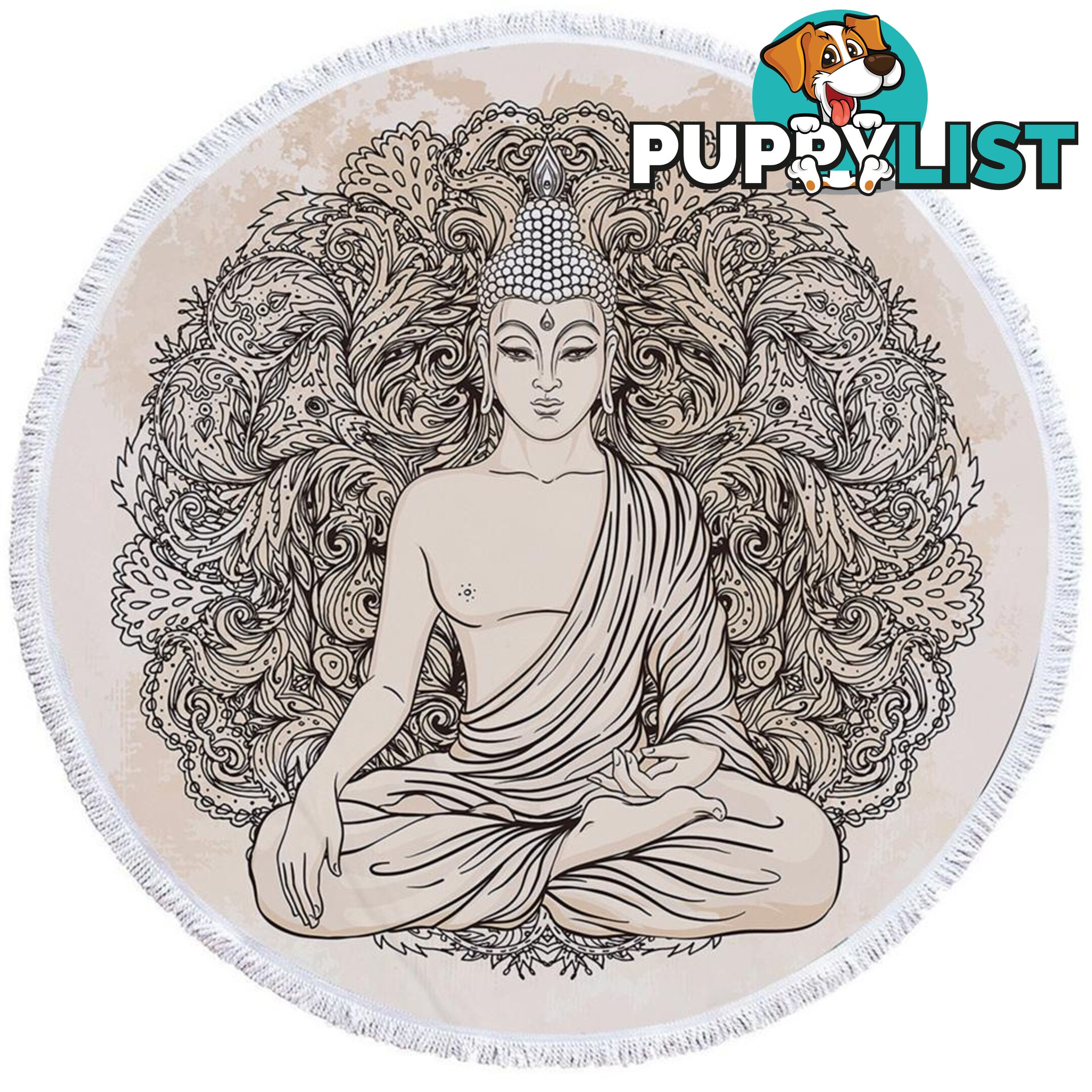 Drawing of Buddha Beach Towel - Towel - 7427046317665