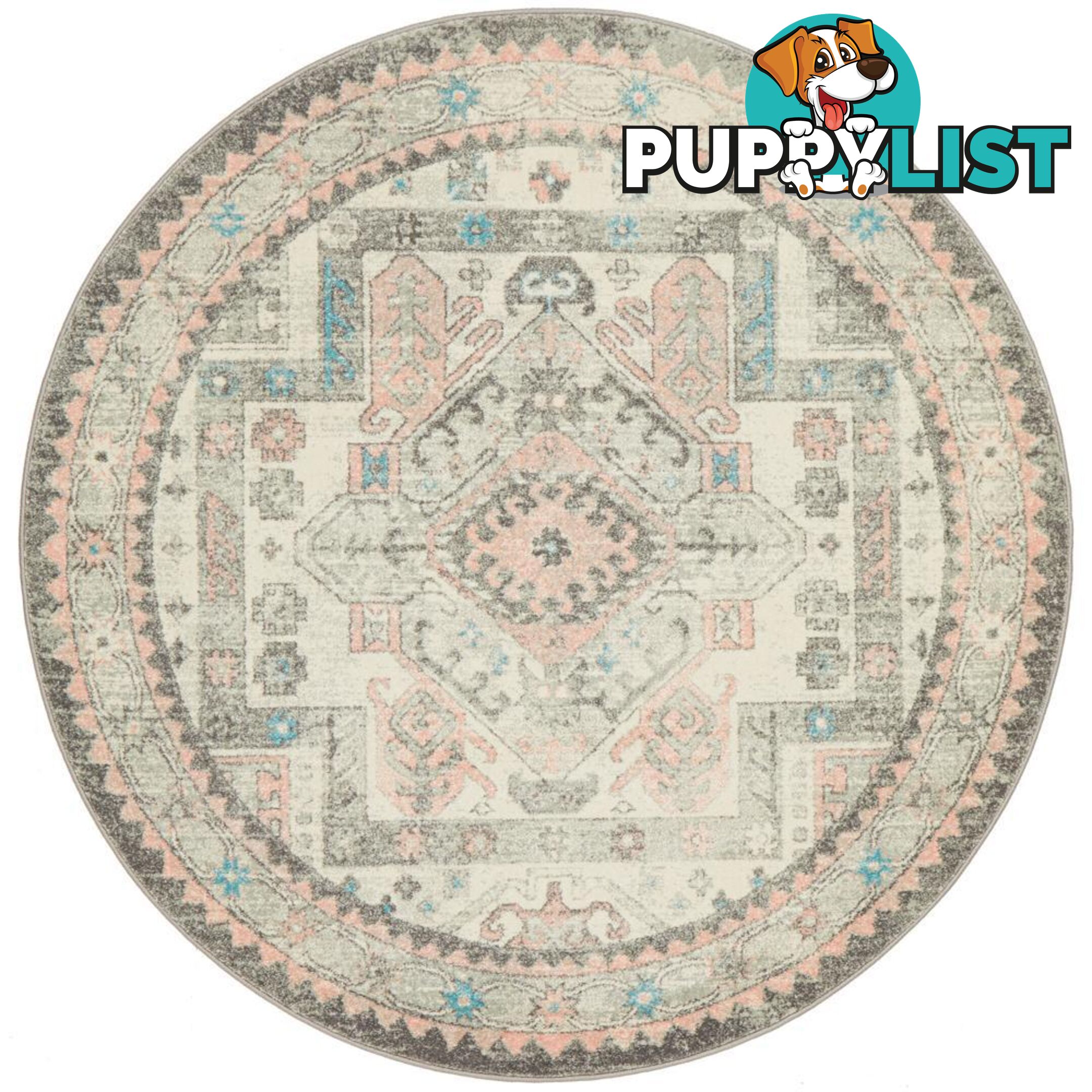 Avenue Faded Silver Round Rug - Unbranded - 9375321883382