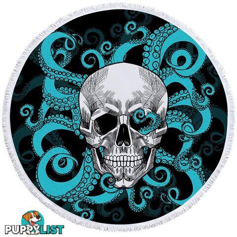 Skulls and Turquoise Octopus Beach Towel - Towel - 7427046322065