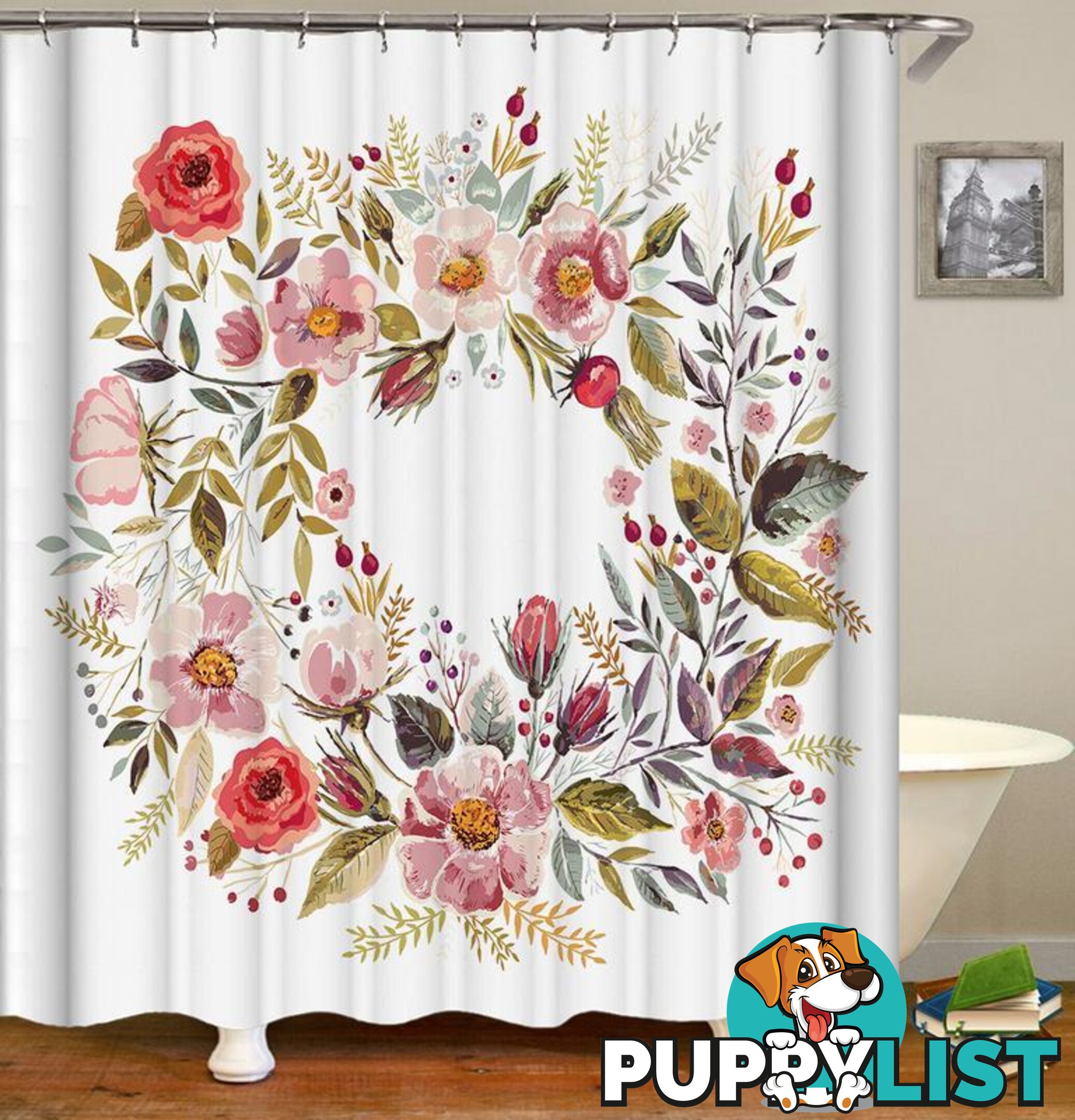 Circle Of Flowers Shower Curtain - Curtain - 7427045963207