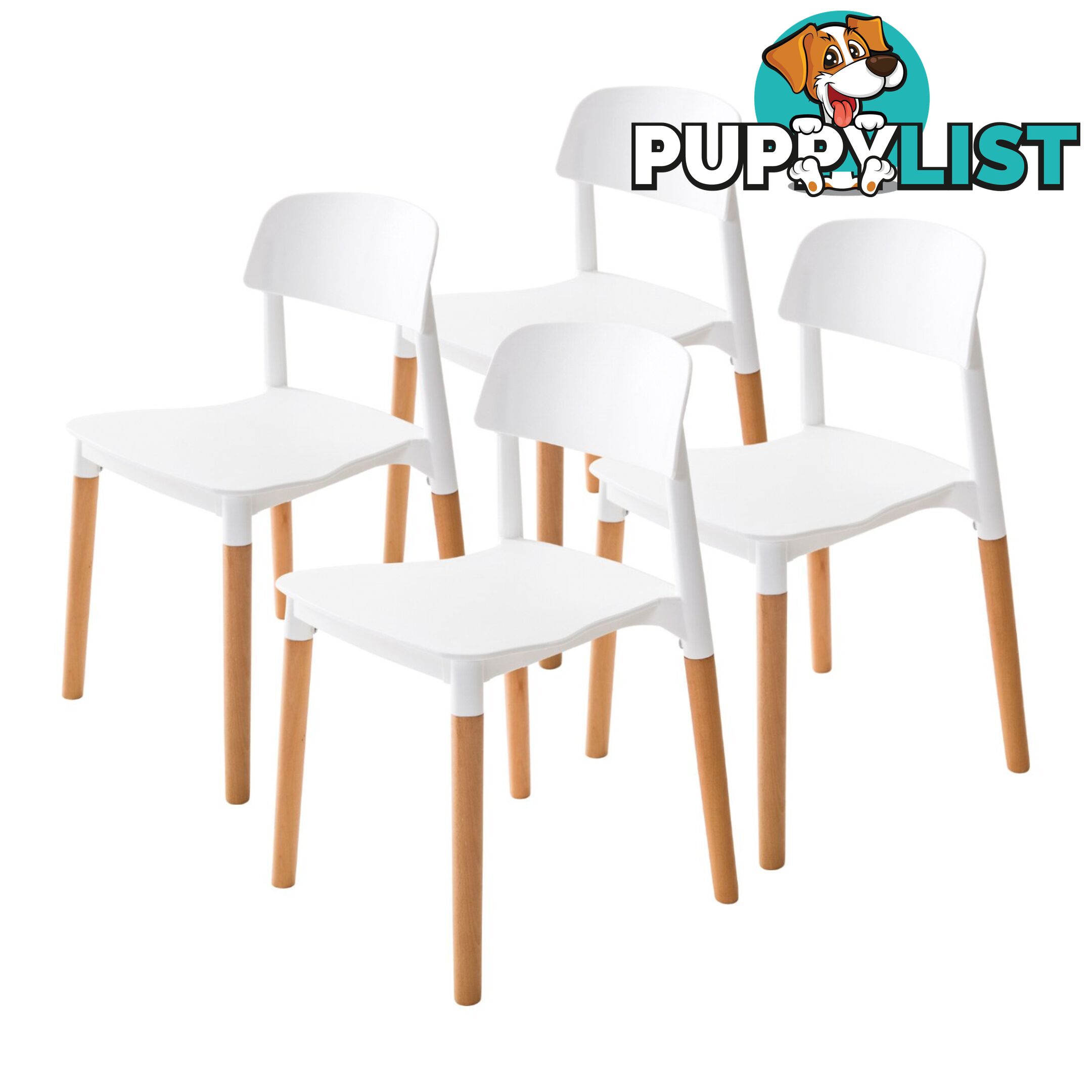 Stackable Dining Chairs Belloch (4 Pcs) - White - Unbranded - 9352338007130