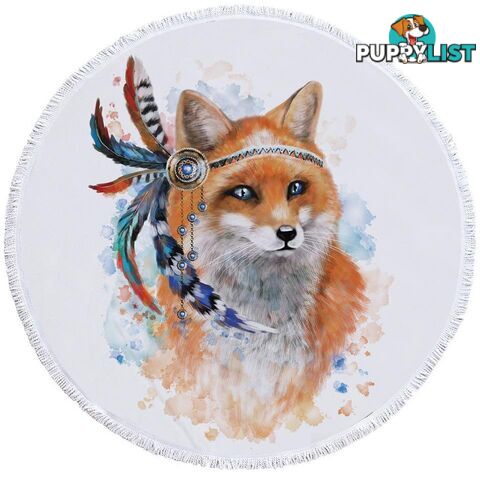 Native American Fox Beach Towel - Towel - 7427046307772