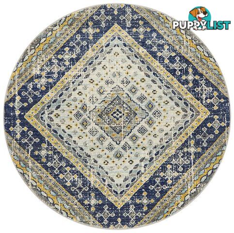 Babylon Round Diamond Navy Rug - Unbranded - 9375321874496