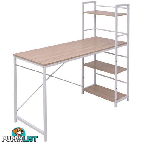 Desk With 4-Tier Bookcase - Oak - Unbranded - 4326500413567