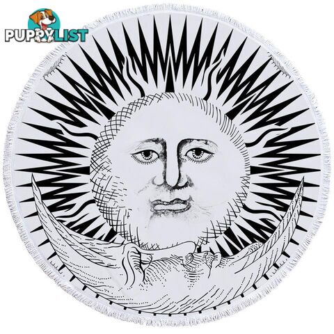 Black and White Sun and Moon Beach Towel - Towel - 7427046325967